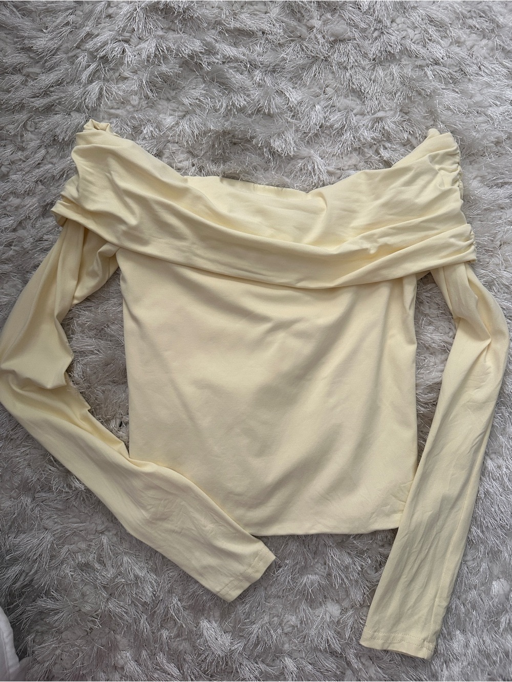 Meshki lemon yellow Off-Shoulder Long Sleeve Top S